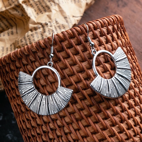 Any 4/$25! Silver Boho Flared Drop Earrings - Picture 1 of 5